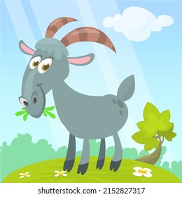 Vector illustration of cute goat cartoon