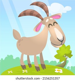 Vector illustration of cute goat cartoon