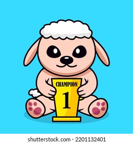 Vector illustration of cute goat and chibi animal