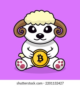 Vector illustration of cute goat and chibi animal