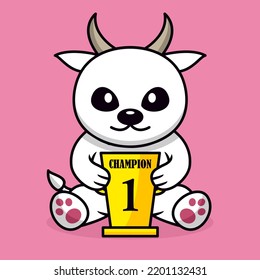 Vector illustration of cute goat and chibi animal