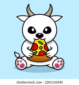 Vector illustration of cute goat and chibi animal