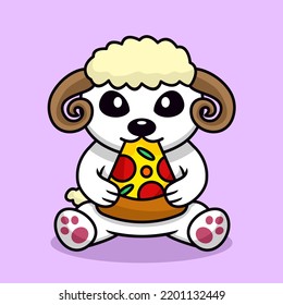 Vector illustration of cute goat and chibi animal