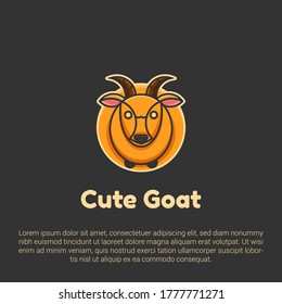 Vector illustration of cute goat logo, icon, sticker design template