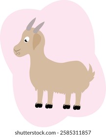 Vector illustration of a cute goat on a white background. Flat style.