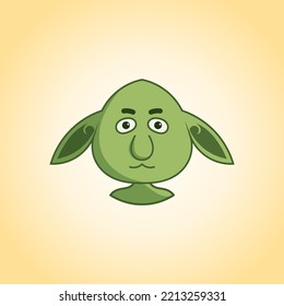 Vector illustration of cute goblin mascot character cartoon icon. Isolated design on cream and white gradient canvas.