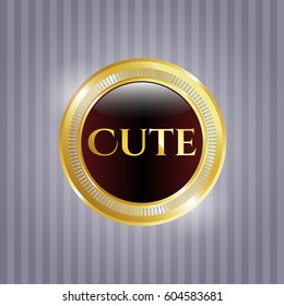 Vector illustration of Cute gold shiny badge
