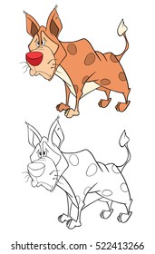 Vector Illustration of a Cute Golden Jackal. Cartoon Character. Coloring page