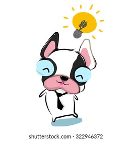 vector illustration of cute good-business-bulldog cartoon  drawing style