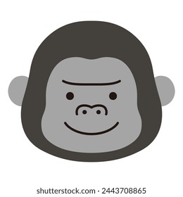 Ilustración vectorial de la cara del gorila lindo. Iconos, animales