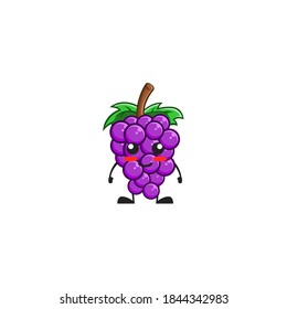 vector illustration of cute grape fruit mascot or character with smile expression. cute grape fruit Concept White Isolated. Flat Cartoon Style Suitable for Landing Page, Banner, Flyer, Sticker.