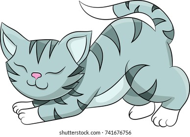 Vector illustration of a cute gray kitten