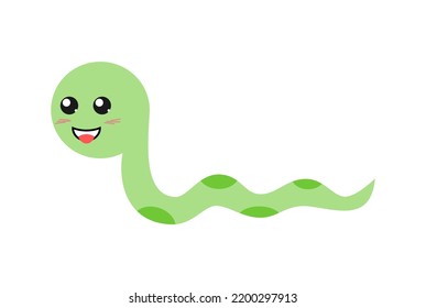 Vector illustration of a cute green caterpillar on a white background.