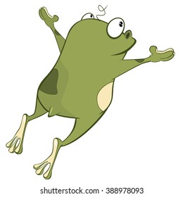 Vector Illustration of a Cute Green Frog. Cartoon Character
