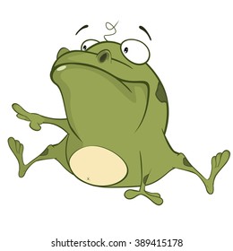 Vector Illustration of a Cute Green Frog. Cartoon Character