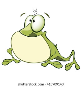Vector Illustration of a Cute Green Frog. Cartoon Character