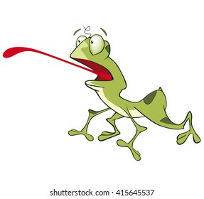 Vector Illustration of a Cute Green Frog. Cartoon Character