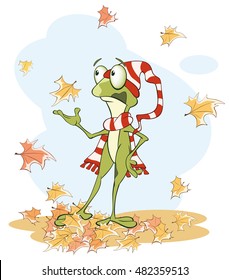 Vector Illustration of a Cute Green Frog 