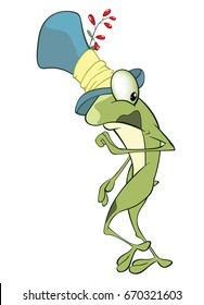 Vector Illustration of a Cute Green Frog. Cartoon Character