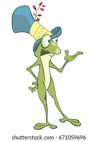Vector Illustration of a Cute Green Frog. Cartoon Character