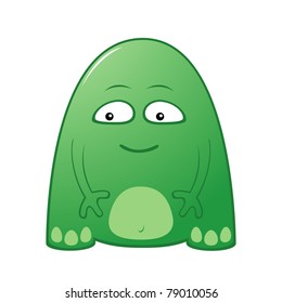 Vector illustration of cute green little jelly monster
