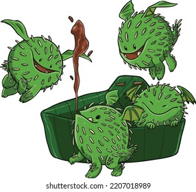 Vector Illustration of Cute Green Sweet Glutinous Monster, Fit For Mascot, Food and Beverages Logo