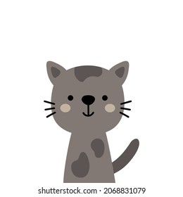 ilustración vectorial de un lindo gato gris en un fondo aislado, bonita ilustración de afiches para niños, ropa, etc.