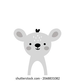 vector illustration of a cute grey mouse on isolated background, lovely illustration for kids posters, clothes, etc.