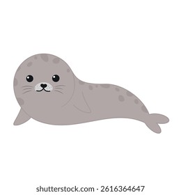 vector illustration of cute grey seal