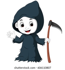 vector illustration of cute grim cartoon