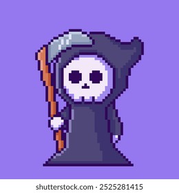 Vektorgrafik von niedlichen Grim Reaper mit Pixel Art Design, perfekt für Spiel Assets Themen Designs