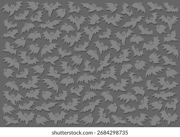 Vector illustration of Cute Halloween bat pattern. For background, wallpaper, wrapping paper or fabric. Gray background.