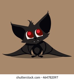 Vector Illustration of a Cute Halloween Bat. Happy Halloween Card with Cartoon Bat.