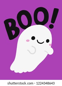 Vector illustration of cute halloween ghost