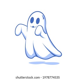 Ilustración vectorial del bonito fantasma de Halloween aislado en un fondo blanco