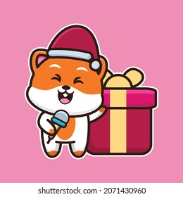 vector illustration of cute hamster and big gift box