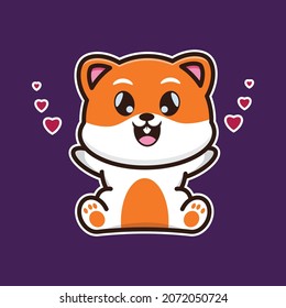 vector illustration of cute hamster feel happy, suitable for greeting cards, birthday gifts, stickers, clothes