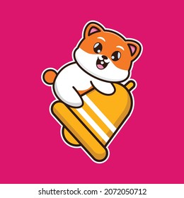 vector illustration of cute hamster hug big bell, suitable for greeting cards, birthday gifts, stickers, clothes