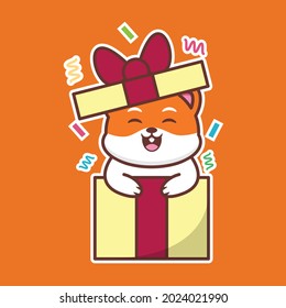 vector illustration of cute hamster out of the gift box, good for t-shirt, greeting card, invitation card or mascot