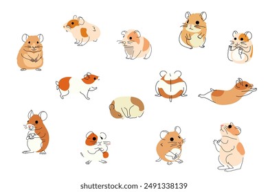 Eine Vektorillustration von niedlichen Hamster Pet Icons