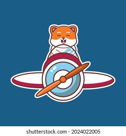 vector illustration of cute hamster riding a plane, good for t-shirt, greeting card, invitation card or mascot