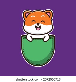 vector illustration of cute hamster in the shirt pocket, suitable for greeting cards, birthday gifts, stickers, clothes