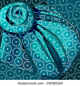 Vector illustration of cute, hand drawn style blue abstract background