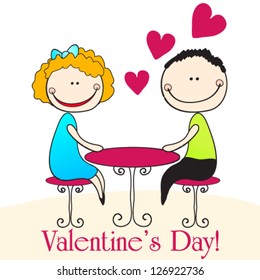 Vector illustration of a cute, hand drawn style couple in love