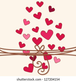 Vector illustration of cute hand drawn style romantic background with hearts