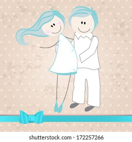 Vector illustration of a cute, hand drawn style couple in love