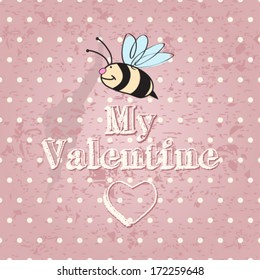 Vector illustration of cute, hand drawn style funny romantic Valentine's Day card with typography