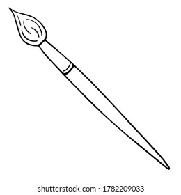 Vector illustration. Cute hand drawn unpainted paint brushes isolated on white. Hobby element. Simple doodle clipart in a trendy minimalism style. For banner, poster, pattern, logo.