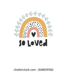 ilustración vectorial del arco iris dibujado a mano linda en estilo boho