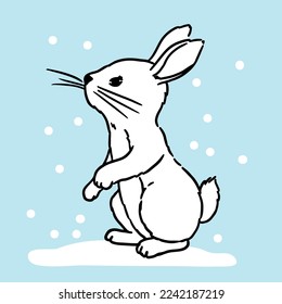 Ilustración vectorial. Hermoso dibujado a mano en la nieve